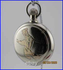 18S, F. Mink (Keystone W. C. Co), with Cowboy. Antique pocket watch case (GS-13)