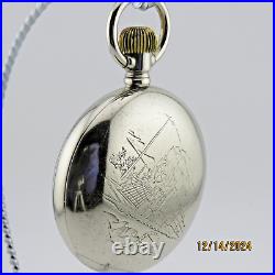 18S Keystone W. C. Co. Antique pocket watch case, withengraved train (PC15)