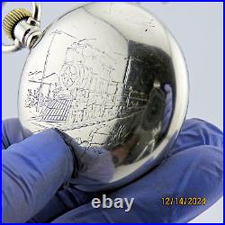 18S Keystone W. C. Co. Antique pocket watch case, withengraved train (PC15)