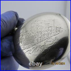 18S Keystone W. C. Co. Antique pocket watch case, withengraved train (PC15)