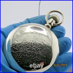 18S Philadelphia, 100% hand engraved train, antique pocket watch case (Y9)