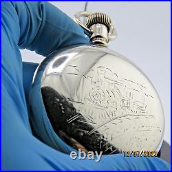 18S Philadelphia, 100% hand engraved train, antique pocket watch case (Y9)