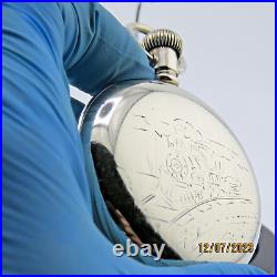 18S Philadelphia, 100% hand engraved train, antique pocket watch case (Y9)