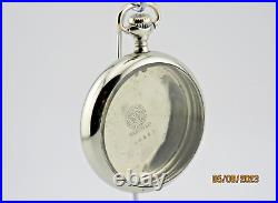 18S Philadelphia, gold inlaid Train, antique pocket watch case (H 15)