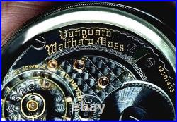 18 Size 21 Jewels 24 Hour Dial Display Case RR Pocket Watch Waltham VANGUARD