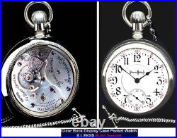 18 Size High End 21 Jewels Display Case RR Pocket Watch ILLINOIS Bunn Special