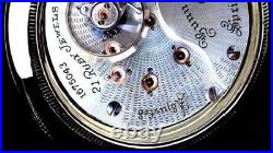 18 Size High End 21 Jewels Display Case RR Pocket Watch ILLINOIS Bunn Special