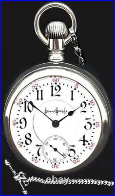 18 Size High End 21 Jewels Display Case RR Pocket Watch ILLINOIS Bunn Special