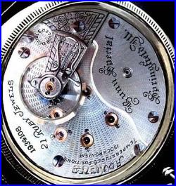 18 Size High End 21 Jewels Display Case RR Pocket Watch ILLINOIS Bunn Special