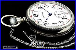 18 Size High End TWO TONE Movement Display Case RR Pocket Watch ILLINOIS