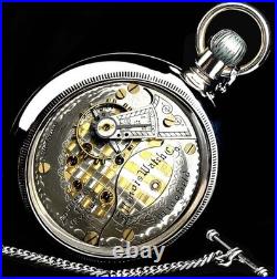 18 Size High End TWO TONE Movement Display Case RR Pocket Watch ILLINOIS