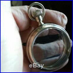 18 size antique Hamilton salesman sample pocket watch case crystal both sides