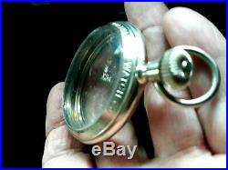 18 size antique Waltham salesman sample pocket watch case crystal both sides
