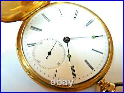 18k Solid Gold, 6 size Hunter Case Swiss Pocket Watch late 1800s