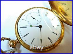 18k Solid Gold, 6 size Hunter Case Swiss Pocket Watch late 1800s