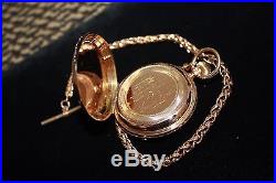 18k Solid Gold Hunting Case Pocket Watch & Chain