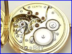18k Yellow Gold Zenith Hunter Case Mechanical Hand-Winding Pocket Watch 49 mm