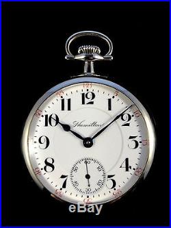 18s 21Jewel Hamilton 940 Railroad Pocket watch Train Engraved Case Extra Fine