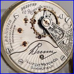18s Illinois Bunn 17j Of Pocket Watch Keystone 20 Yr. Stag Engraved Sb&b Case