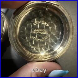 18s Rare Vintage Waltham Railroad Pocket Watch Case With Rose Gold Train Inlay
