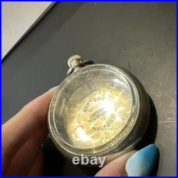 18s Rare Vintage Waltham Railroad Pocket Watch Case With Rose Gold Train Inlay