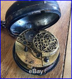 18th C TARTS VERGE FUSEE SILVER DOUBLE CASE REPOUSSE POCKETWATCH FOR REPAIR