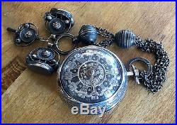 18th C TARTS VERGE FUSEE SILVER DOUBLE CASE REPOUSSE POCKETWATCH FOR REPAIR