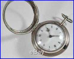 18th Cent Silver Square Pillar Pair Cased Verge Fusee Pocket Watch, Banbury 1760