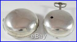 18th Cent Silver Square Pillar Pair Cased Verge Fusee Pocket Watch, Banbury 1760