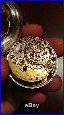 18th Century paired case verge fusee pocket watch