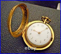 18th c Benjamin Sidey London Pocket Watch 4595 Ornate Gilt Silver Pair Case 1771