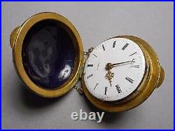 18th c. Breguet Lady's Pocket Watch Fusee KW in Floral Enameled Clamshell Case