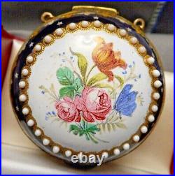 18th c. Breguet Lady's Pocket Watch Fusee KW in Floral Enameled Clamshell Case