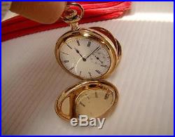 1900 Elgin Pocket Watch in 14K Gold Filled MASONIC ENGRAVED Hunter Case 16s Runs