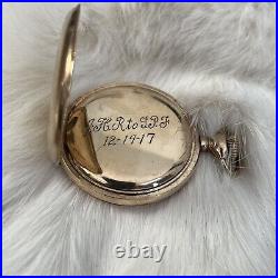 1900's Antique Elgin Pocket Watch 15 Jewel Gold Case Signed JHR To LPF 12-14-17