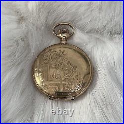 1900's Antique Elgin Pocket Watch 15 Jewel Gold Case Signed JHR To LPF 12-14-17