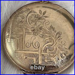 1900's Antique Elgin Pocket Watch 15 Jewel Gold Case Signed JHR To LPF 12-14-17