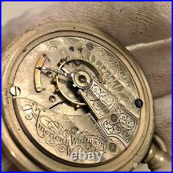 1901 Antique Waltham Pocket Watch Watch Silver Case Working Condition 18s #1883