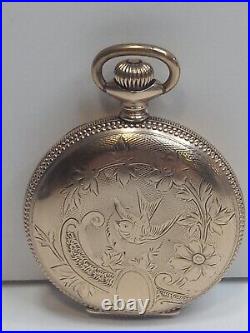 1901 Elgin Grade 206, 6S, Pocket Watch Antique Etched Case Model 2. RUNS GREAT