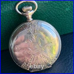 1901 Longines Ladies Gold Filled Fancy Hunter Case Pocket Watch