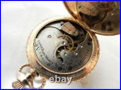 1901 Vintage 10 Kt Gold Case, Elgin Blue Face Pocket Watch, 0s, 7j #pw19
