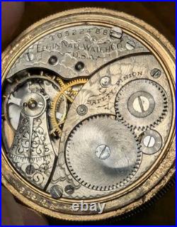 1902 Elgin Womens Pocket Watch 14K Gold Filled 25 Year Case Warranty Runs GREAT