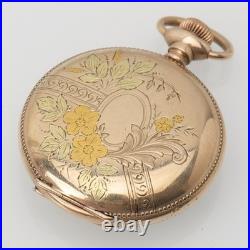 1903 Antique Elgin Pocket Watch Grade 269 Model 2 Tri Color Case Fancy Dial 0s