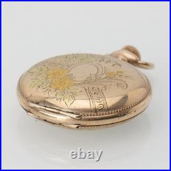 1903 Antique Elgin Pocket Watch Grade 269 Model 2 Tri Color Case Fancy Dial 0s
