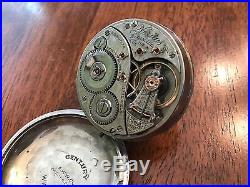 1903 Elgin 18s Veritas 23j Mdl 8 Pocket Watch Ruby Gold Set Century Silver Case