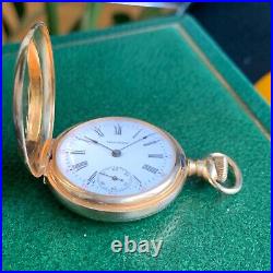 1903 Waltham 14K Solid Gold Diamond Caseback Hunter Case Pocket Watch 0S 7J