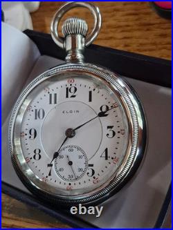 1904 Elgin Reymond Railroad Grade 214 18s Pocket Watch 19j Nice Displayback Case