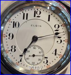 1904 Elgin Reymond Railroad Grade 214 18s Pocket Watch 19j Nice Displayback Case