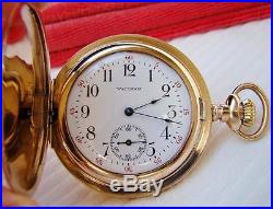 1904 WALTHAM Pocket Watch in 14k Gold Filled BIRDS ENGRAVED Hunter Case 6s Runs