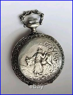 1904 Waltham Pocket Watch 0s Grade 110 Running Fancy Milkmaid Motif Elgin Case